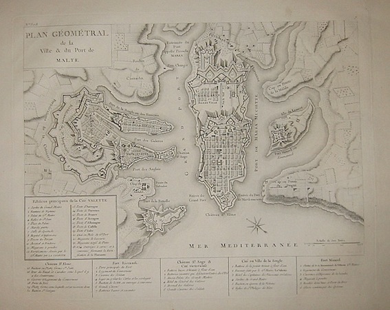 Varin Plan Géométral de la Ville & du Port de Malte 1784 Parigi